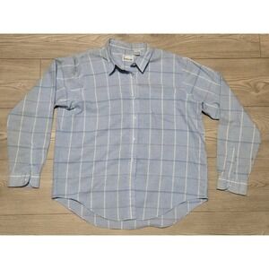 Vtg Linnay Womens Shirt 16 Blue Stripe Long Sleeve Button Down Blouse *Stains*